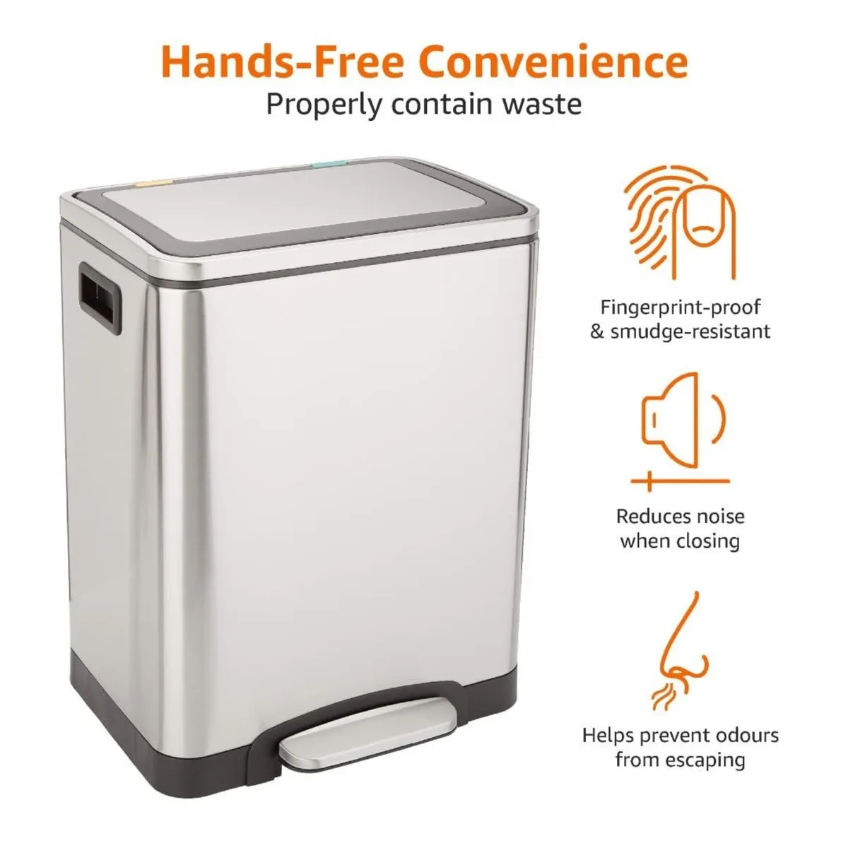 Rectangular Recycling Rubbish Bin with 2 - Image 3