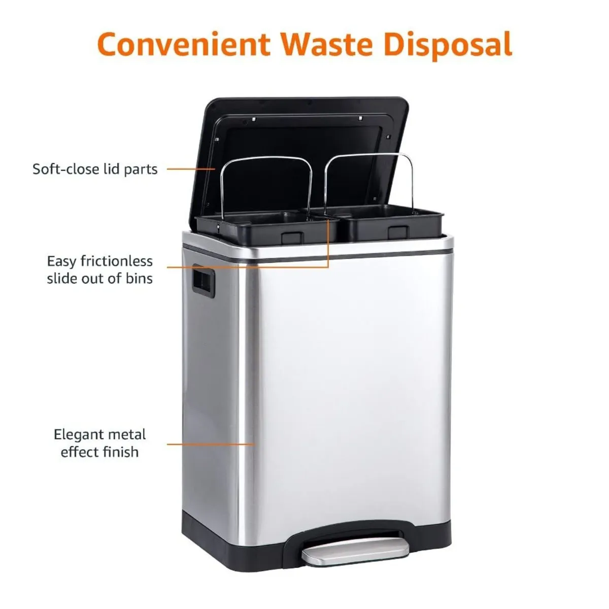 Rectangular Recycling Rubbish Bin with 2 - Image 4