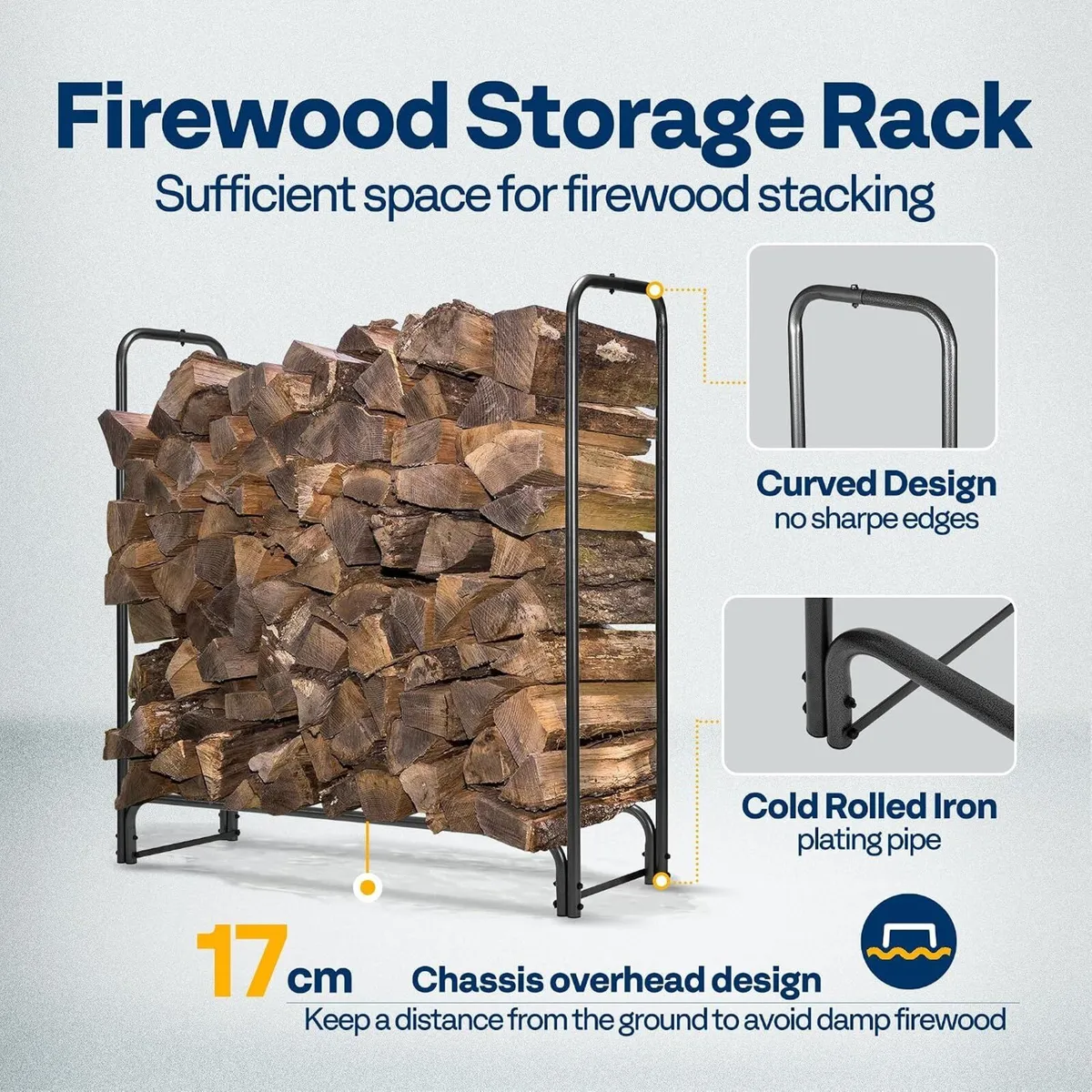 5FT Heavy Duty Firewood Rack with Cover Combo - Image 3
