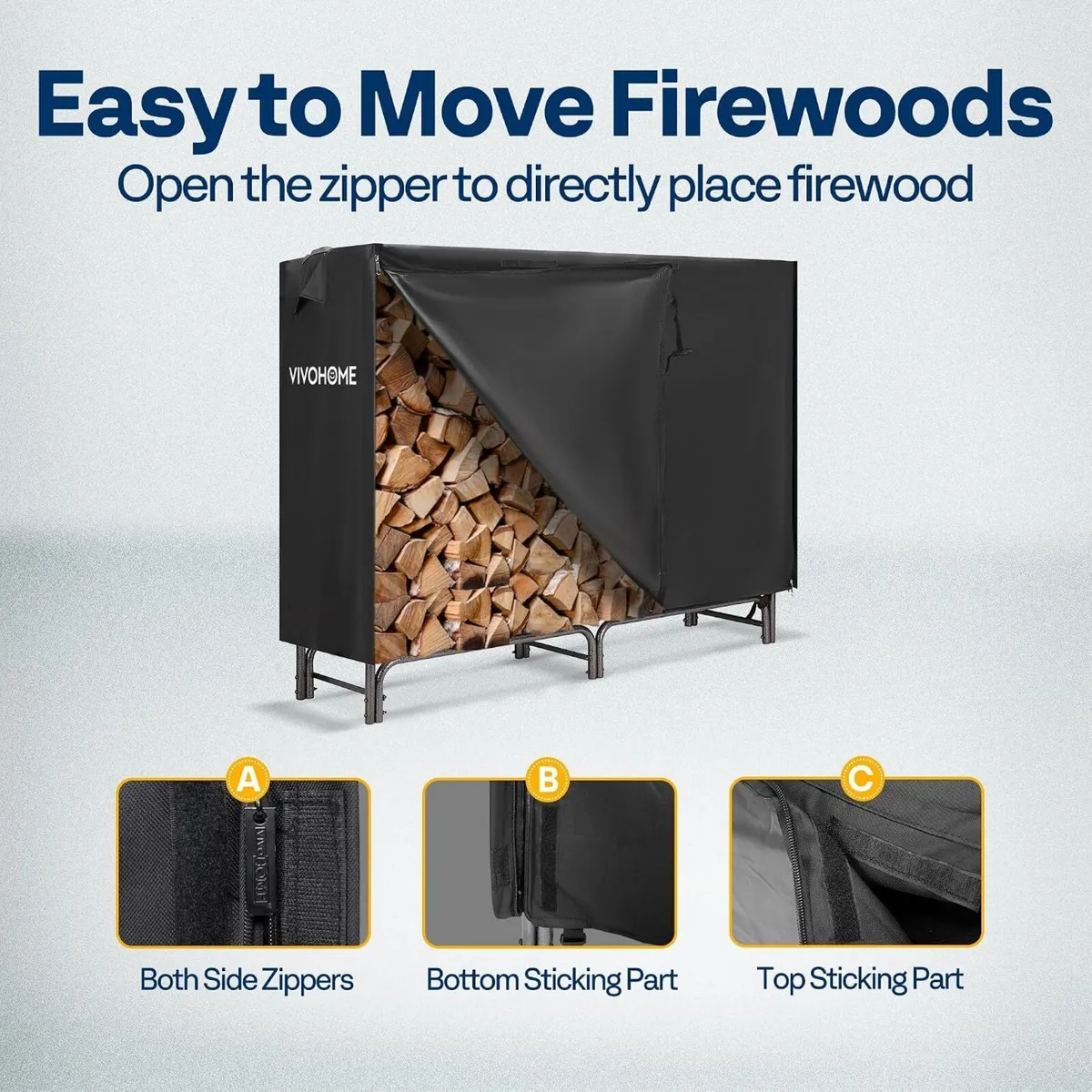 5FT Heavy Duty Firewood Rack with Cover Combo - Image 4