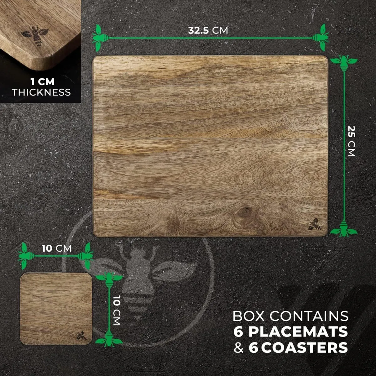 Premium Mango Wooden Placemats and Coaster Sets 6 - Image 4