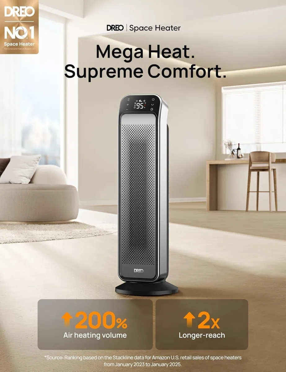 25 Inch Electric Heaters for Home Oscillating Fan - Image 2