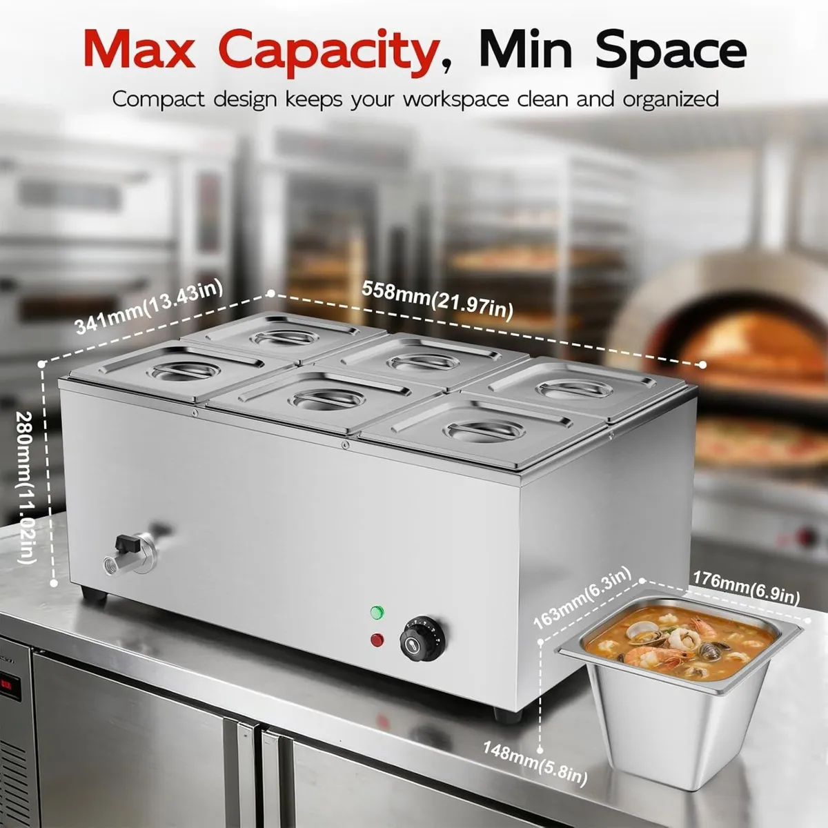 Commercial Bain Marie 1500W Stainless Steel - Image 4