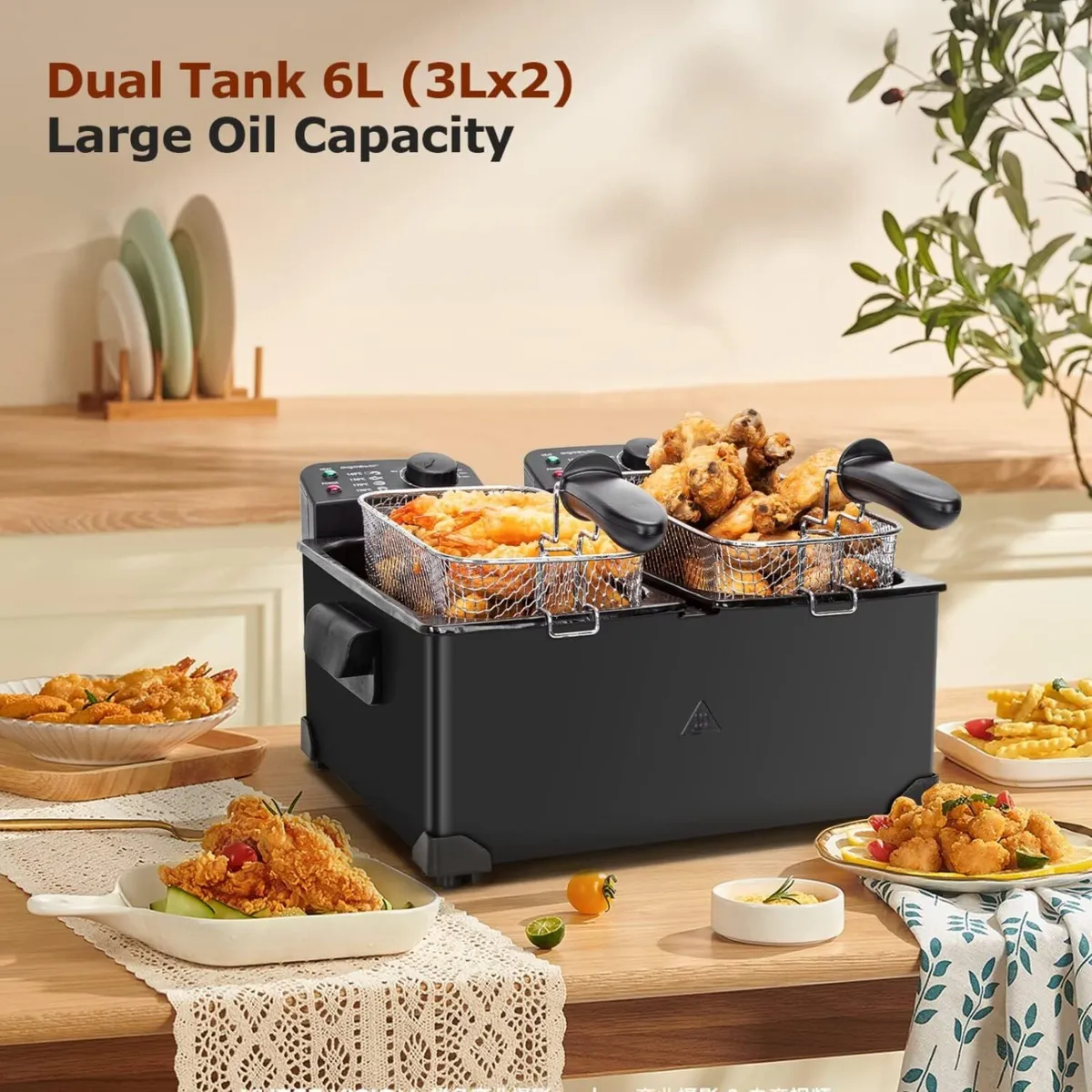 6L Dual Tank Deep Fat Fryer Stainless Steel - Image 3