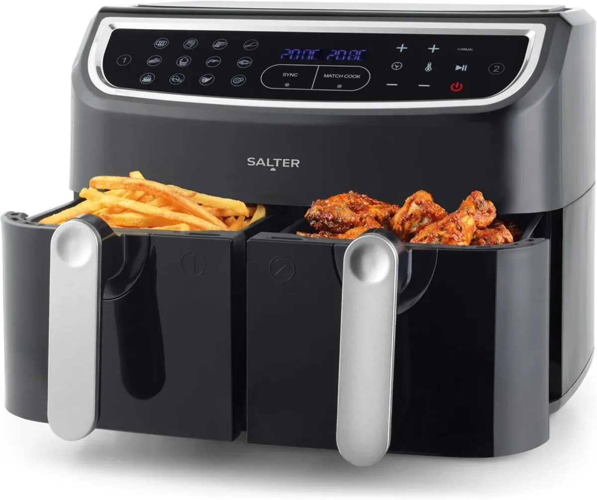 Dual Air Fryer Double Drawer 2 Xl Non-Stick - Image 1