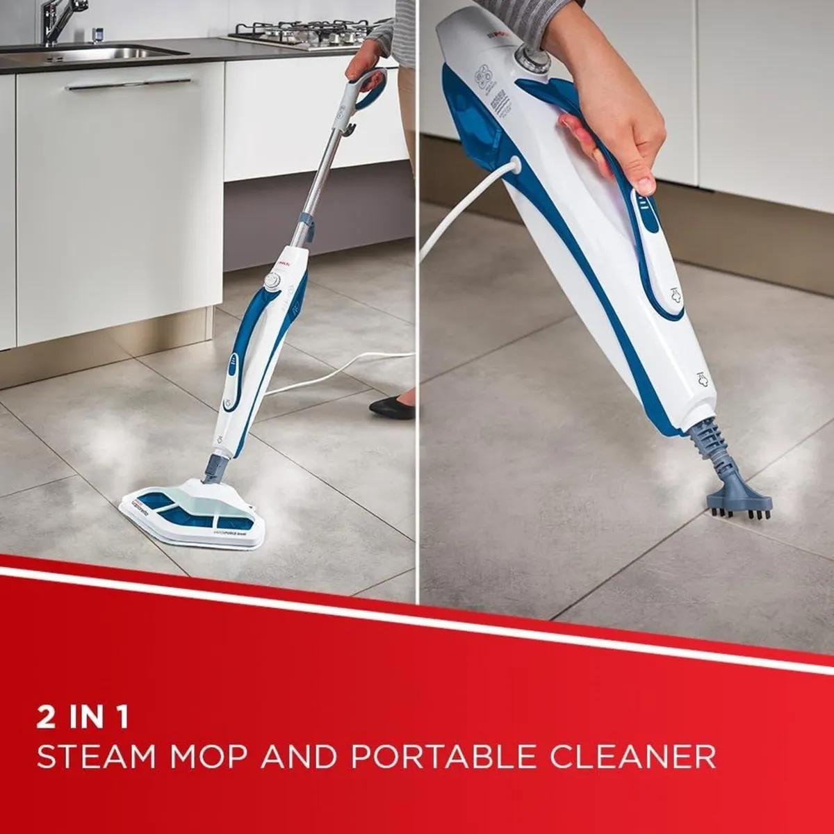 Double 2-In-1 Steam Mop with Portable Cleaner - Image 3