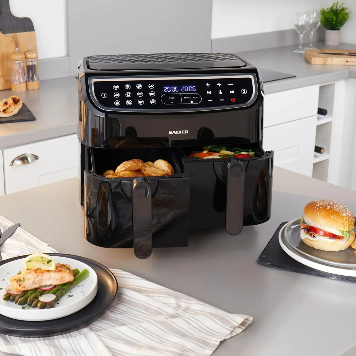 Dual Air Fryer Double Drawer 2 Xl Non-Stick - Image 4