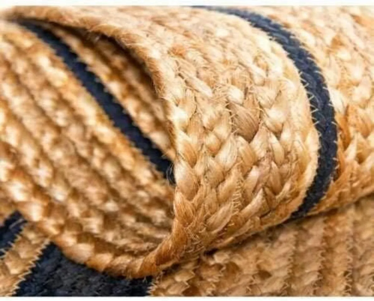 Jute Rug Natural Hand Braided Oval Shape Area - Image 4