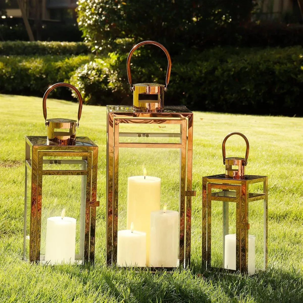 Rose Stainless Steel Candle Lanterns 48 38 30 - Image 4