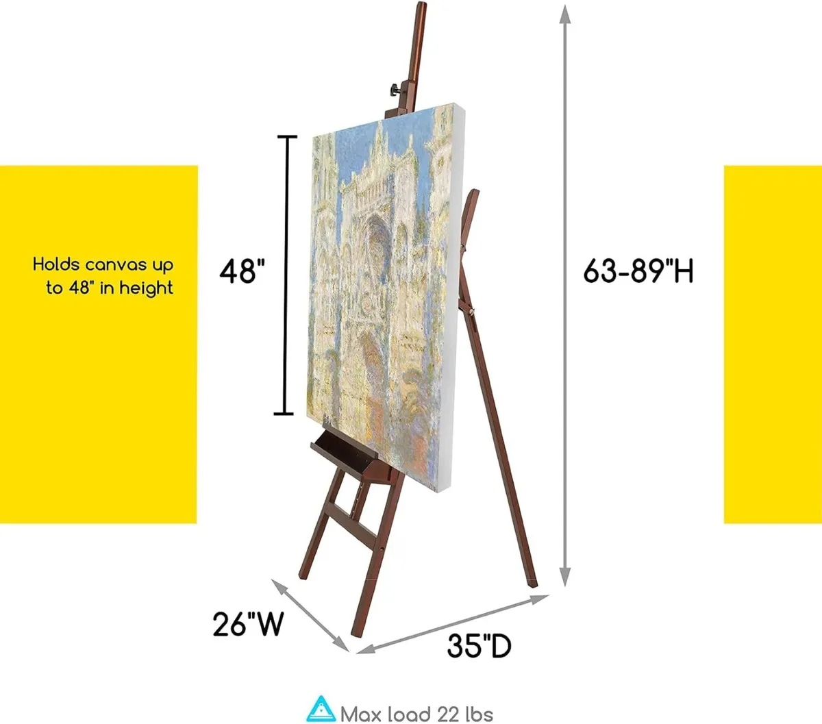 Large Painters Easel Adjustable Solid Beech Wood - Image 2