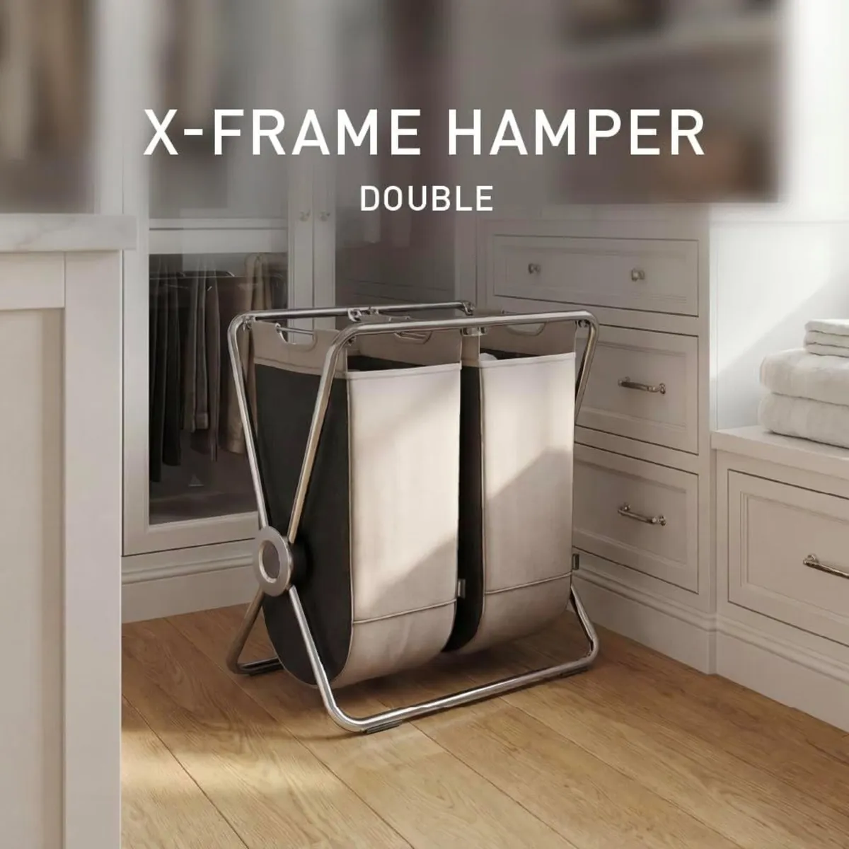 Hamper Double Compartment Laundry Basket - Image 2