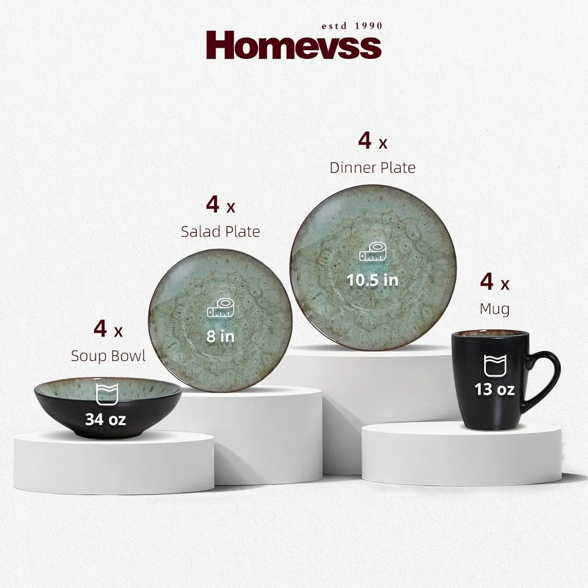 Stoneware Dinner Set Reactive Glaze - Image 2