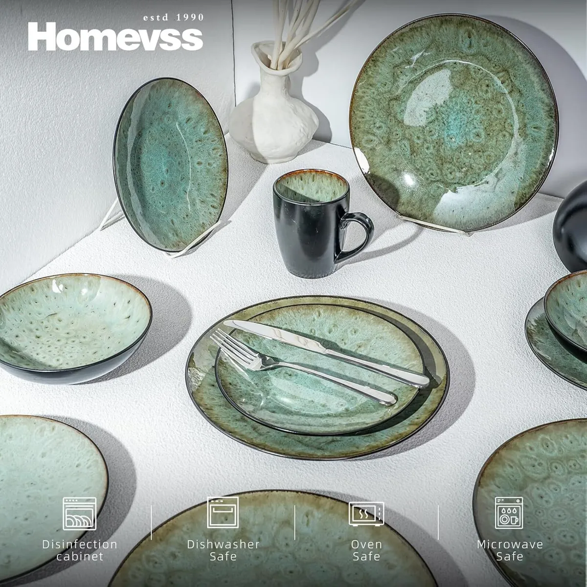 Stoneware Dinner Set Reactive Glaze - Image 3