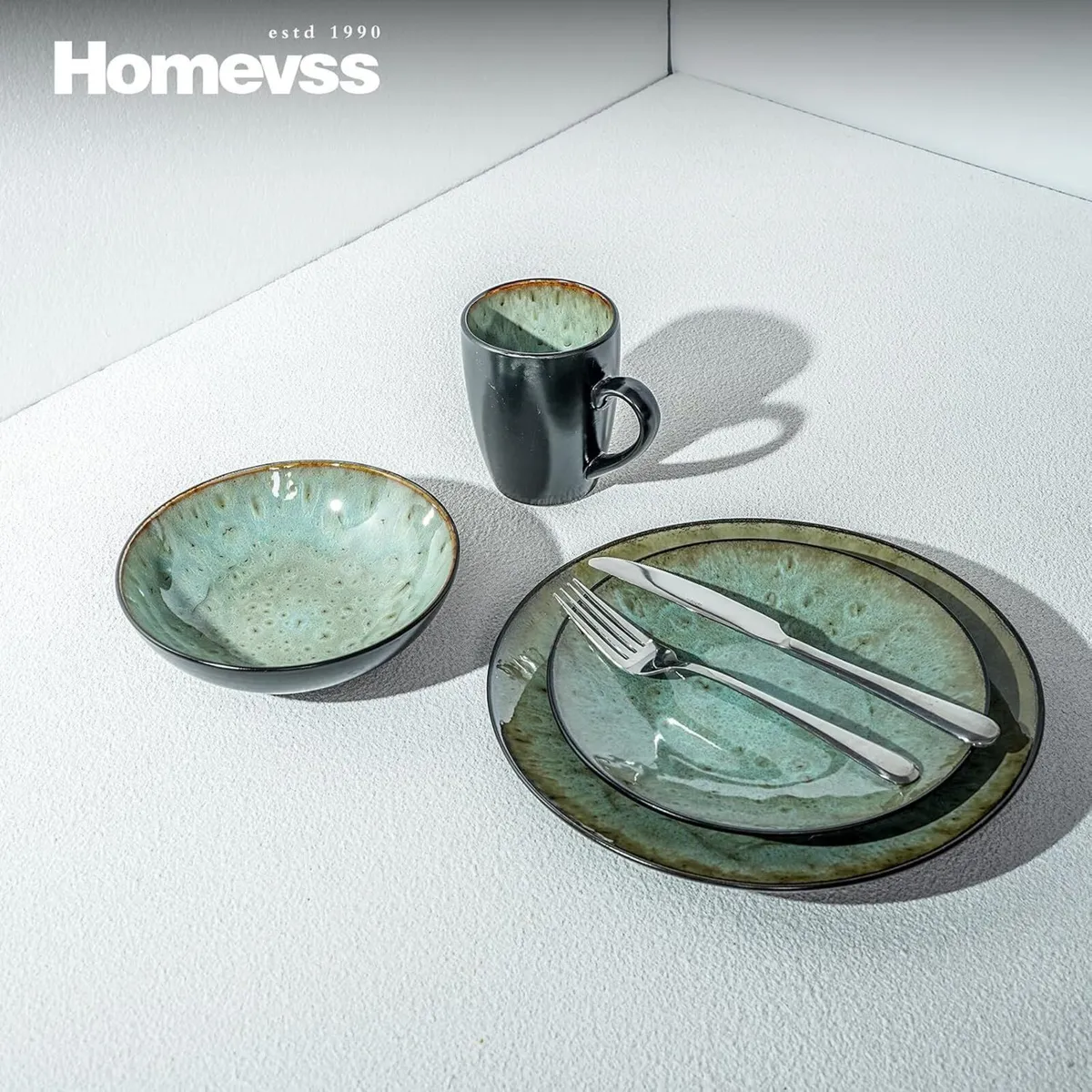 Stoneware Dinner Set Reactive Glaze - Image 4