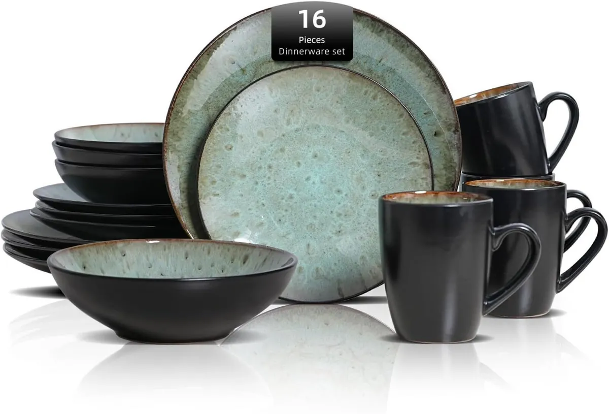 Stoneware Dinner Set Reactive Glaze - Image 1