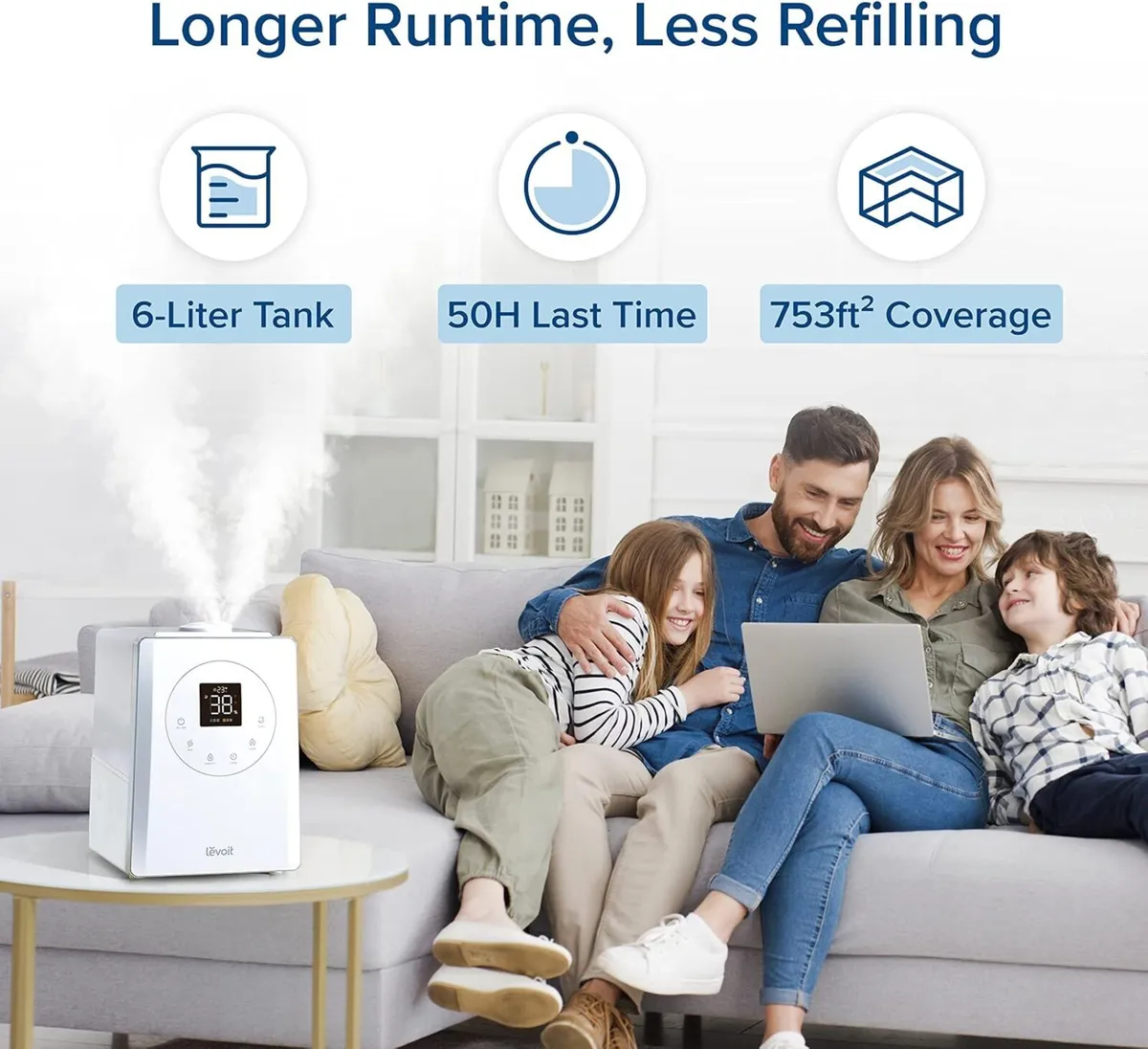 Smart Warm Cool Mist Humidifier 6L Top Fill - Image 4