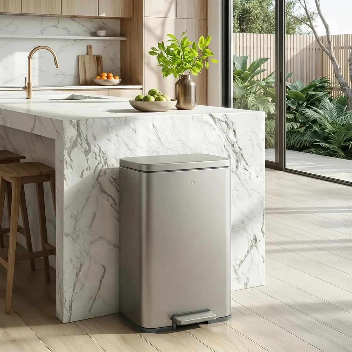 50L Kitchen Pedal Bin Soft Close Stay-Open Lid - Image 3