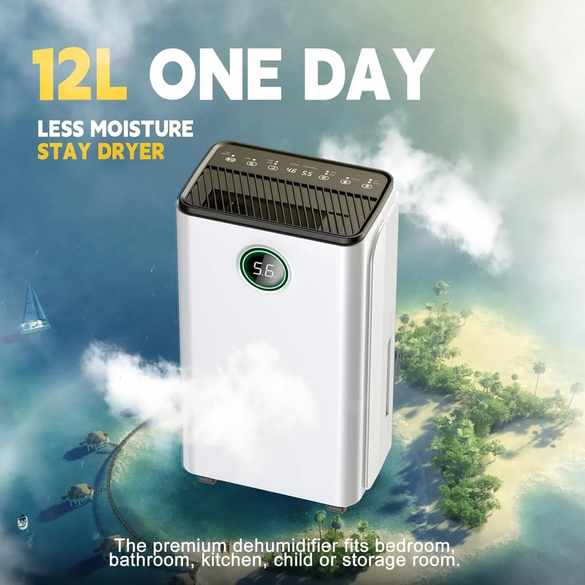 12L Day Dehumidifier for Home Smart Humidity - Image 2