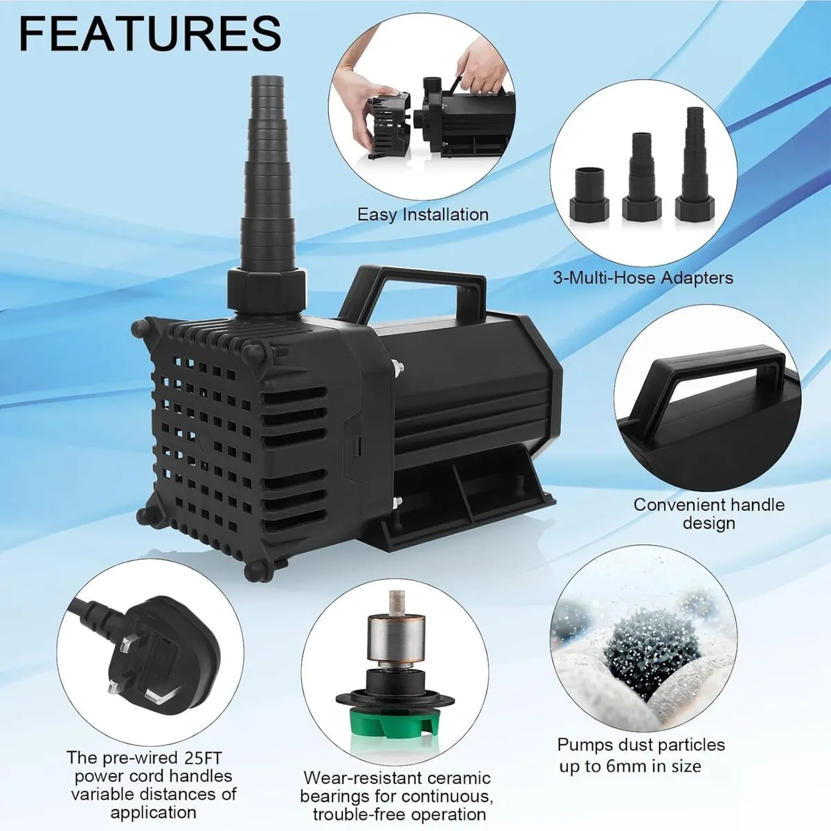 Pond Pumps Submersible Outdoor High Lift 8000L H - Image 4