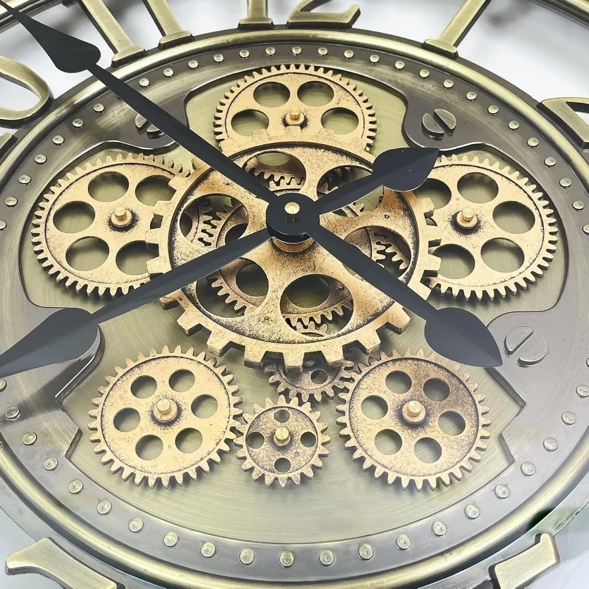 Real Moving Gears Wall Clock Large Modern Metal - Image 3