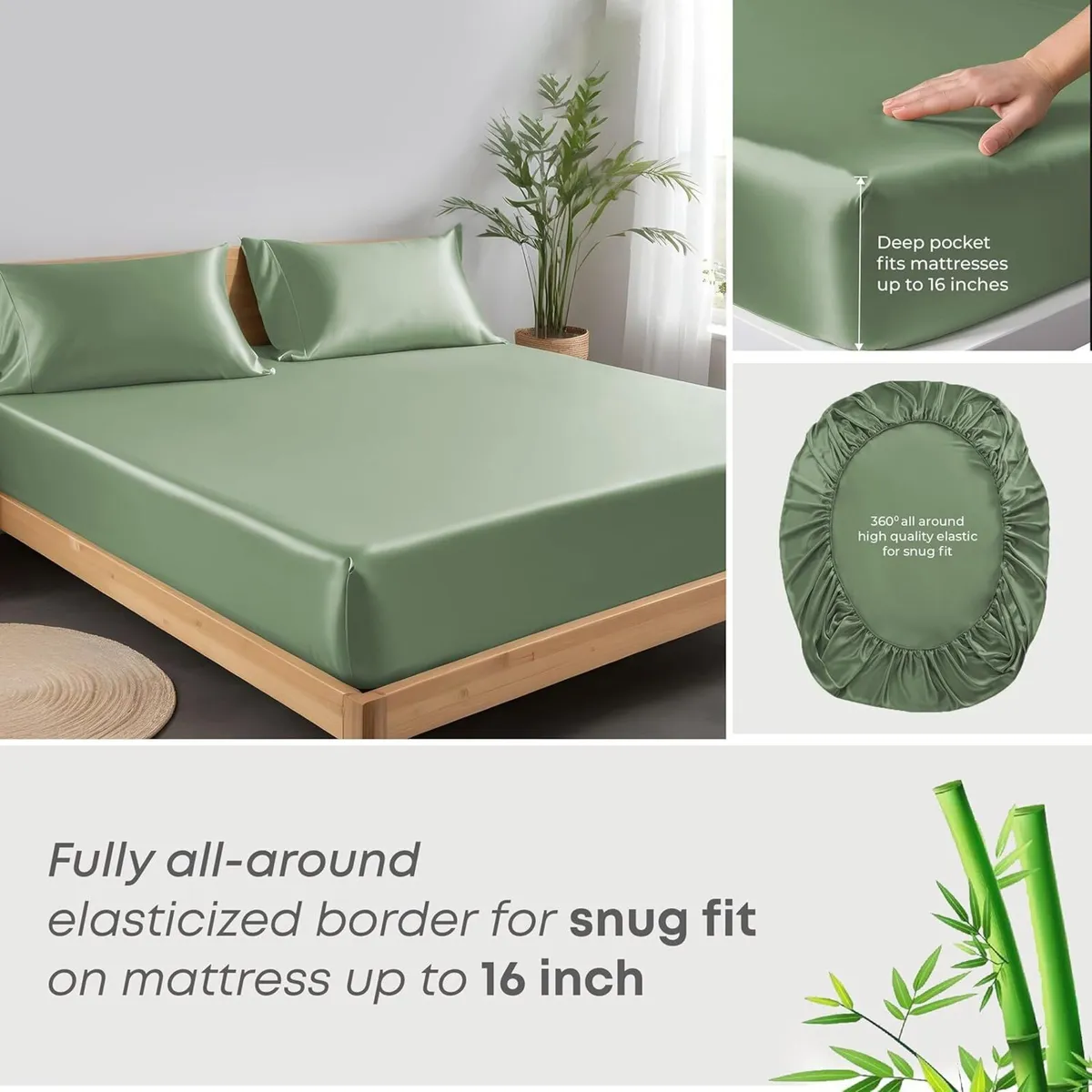 Bamboo King Bedding Set 300 Thread Count Cooling - Image 3