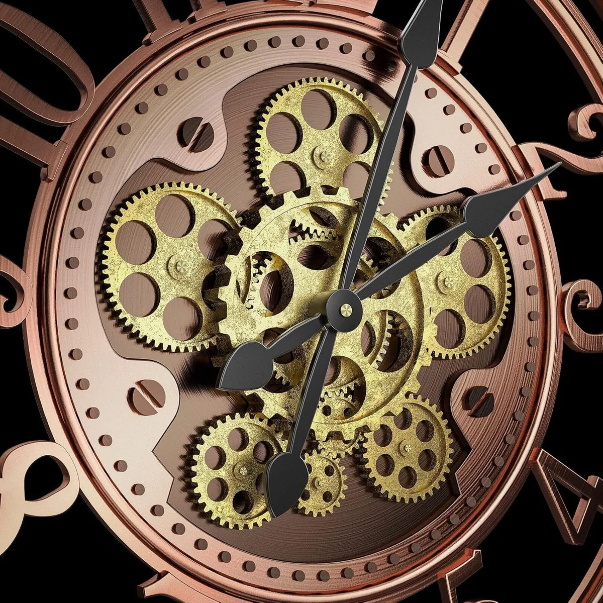 Moving Gears Wall Clock Vintage Bronze Arabic - Image 4