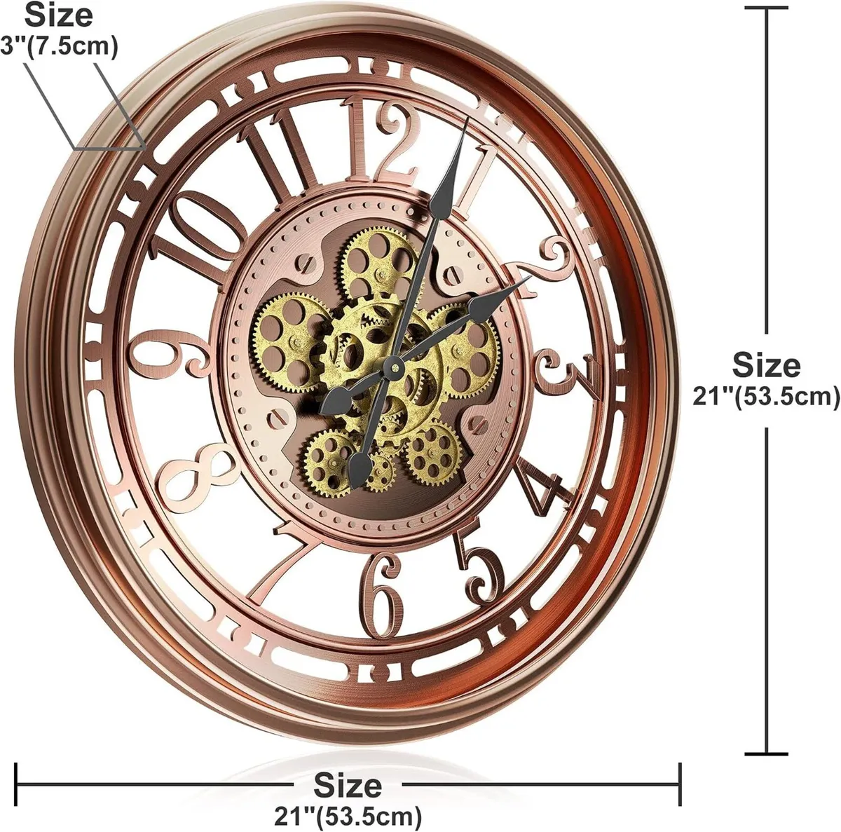 Moving Gears Wall Clock Vintage Bronze Arabic - Image 2