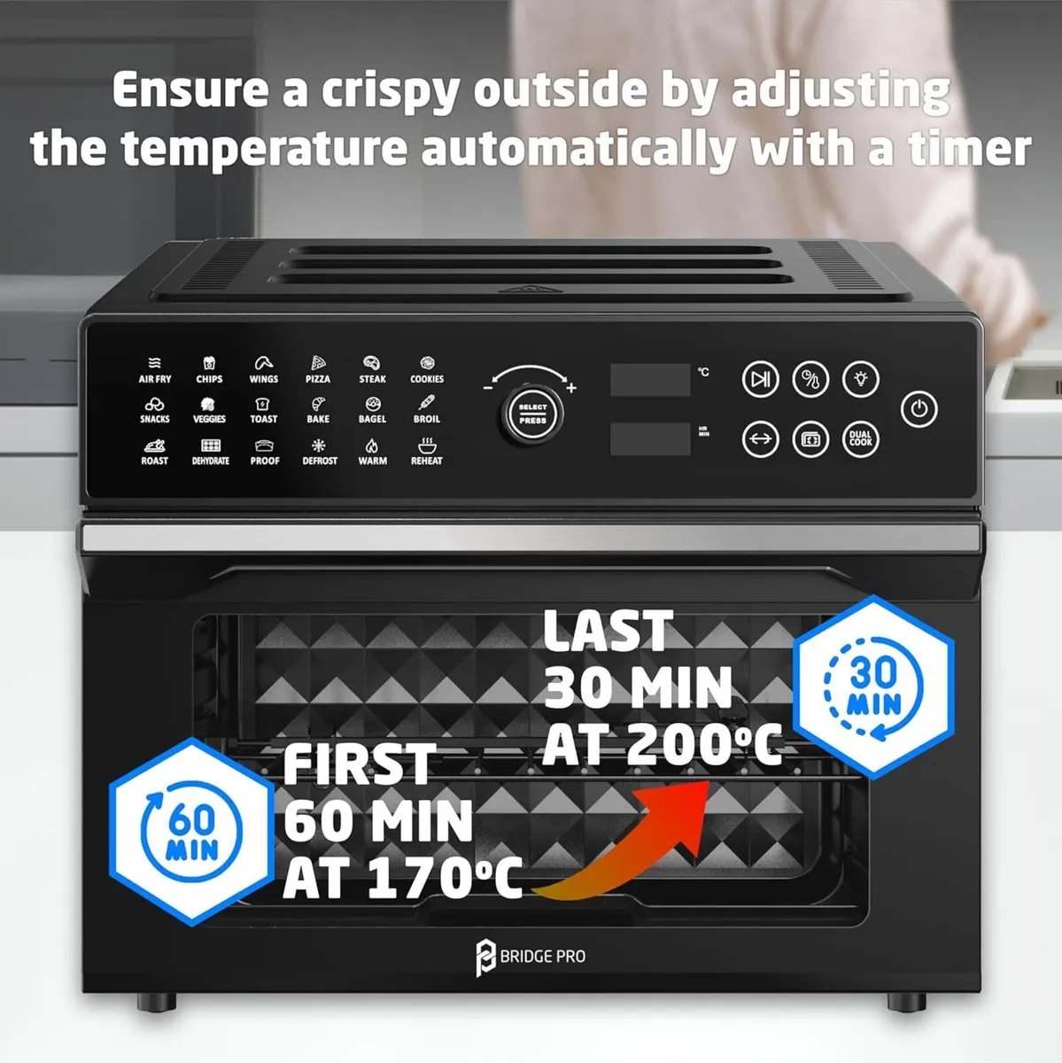 30 Litre Air Fryer Oven 1800W with Rotisserie - Image 4