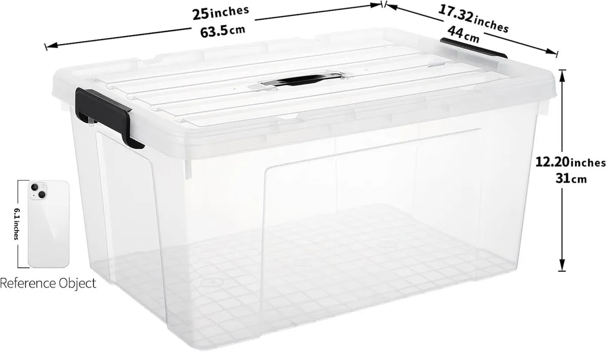 65lx6 Storage Boxes Carry Plastic Box with Lids - Image 3
