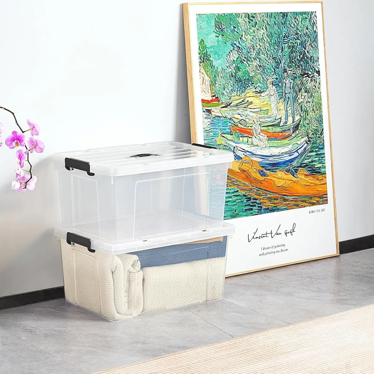 65lx6 Storage Boxes Carry Plastic Box with Lids - Image 4