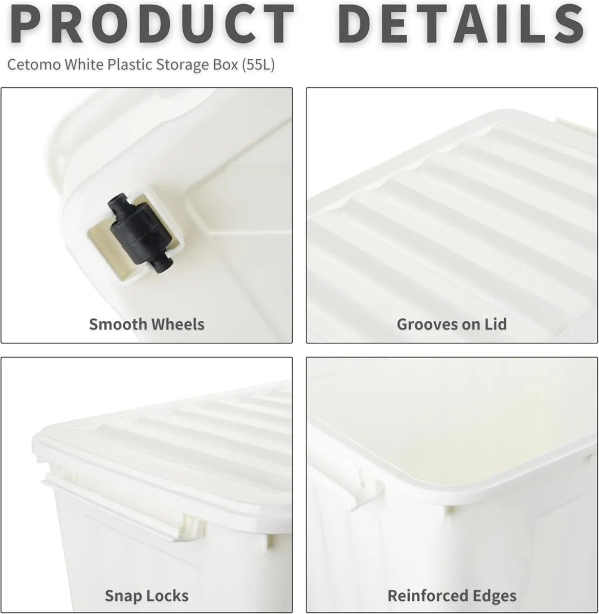 55lx6 Storage Boxes with Lids Plastic Box Wheels - Image 3