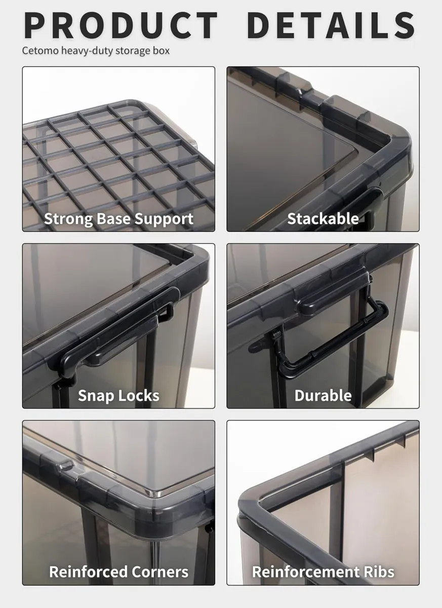 80lx3 Heavy-Duty Storage Boxes Plastic Stackable - Image 2