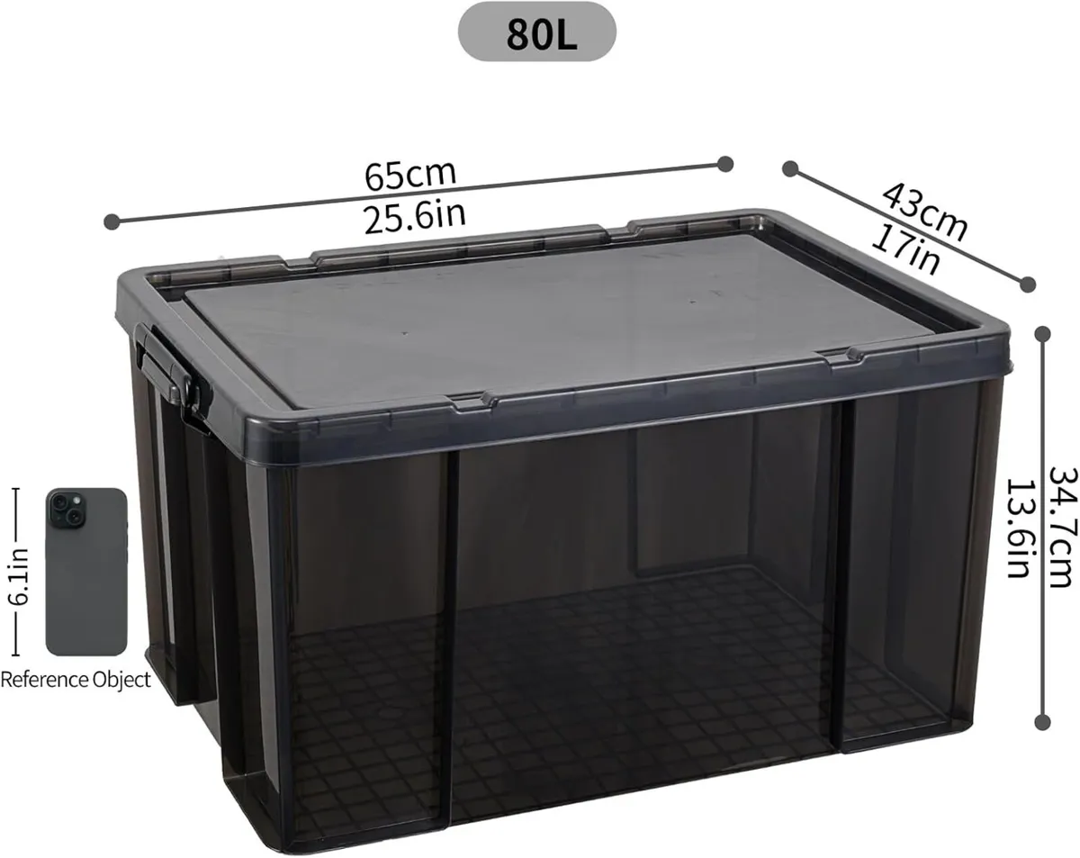 80lx3 Heavy-Duty Storage Boxes Plastic Stackable - Image 3