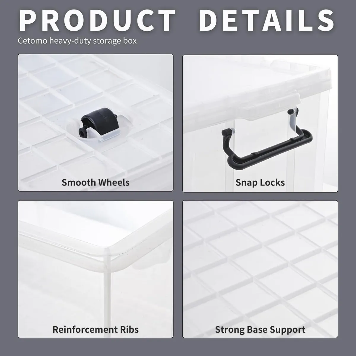 50lx3 Heavy-Duty Storage Boxes Plastic Stackable - Image 2