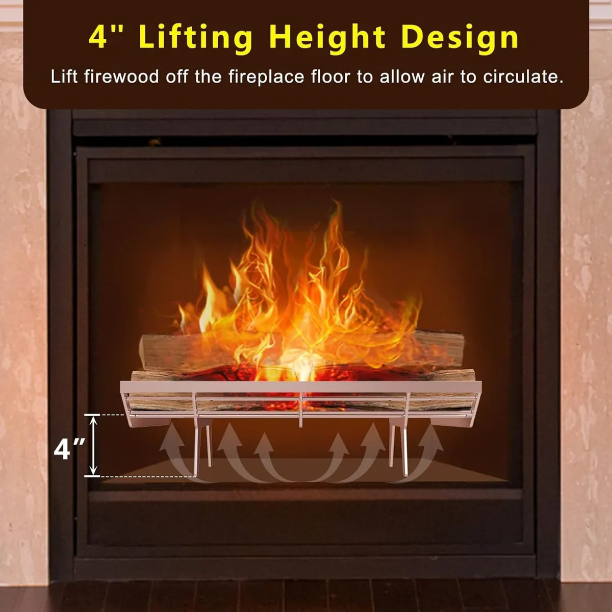 Fire Grate Fireplace Log Coal Burner Rack Firewood - Image 4