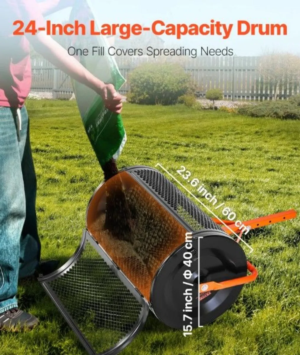24 Inch Compost Spreader Heavy-Duty Steel Peat Mos - Image 3