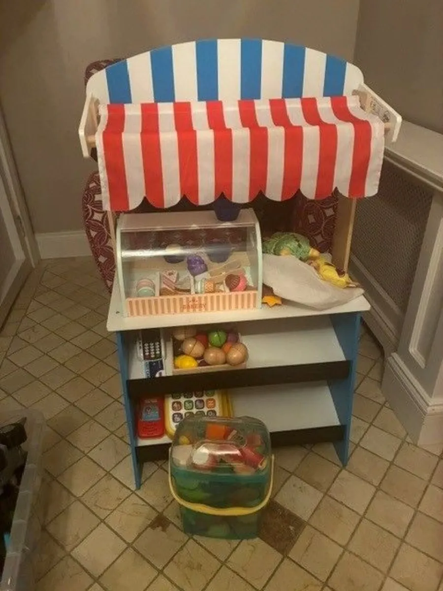 Kids Wooden Play Kitchen & Market Stall Bundle - Image 3
