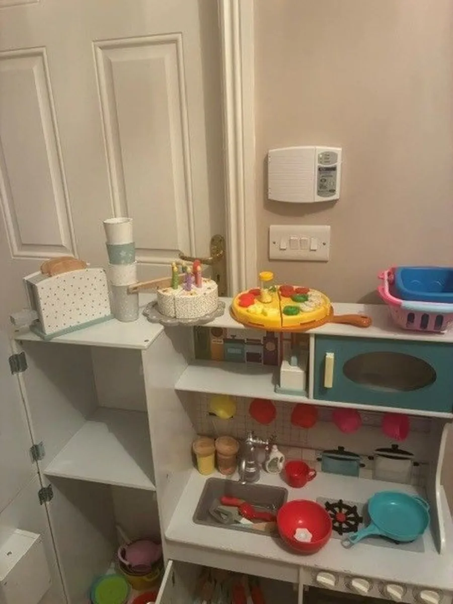 Kids Wooden Play Kitchen & Market Stall Bundle - Image 2