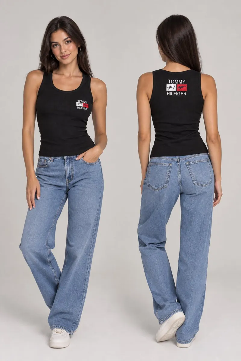 Tommy Hilfiger Women s Black Ribbed Tank Top Log - Image 1