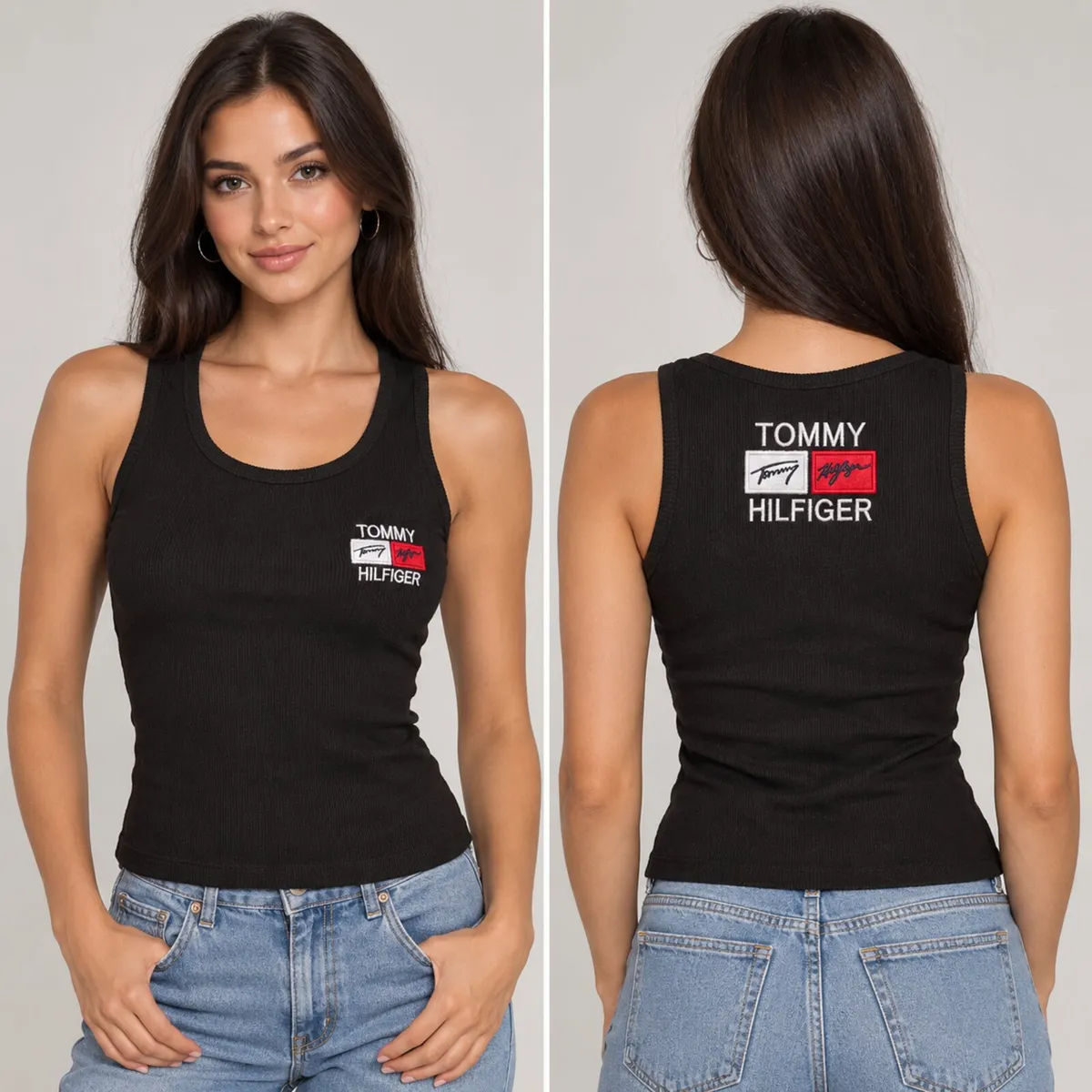 Tommy Hilfiger Women s Black Ribbed Tank Top Log - Image 2