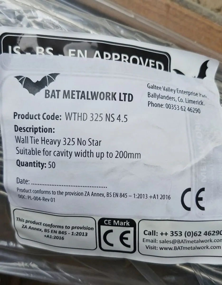 Wall ties 325mm unopened - Image 2