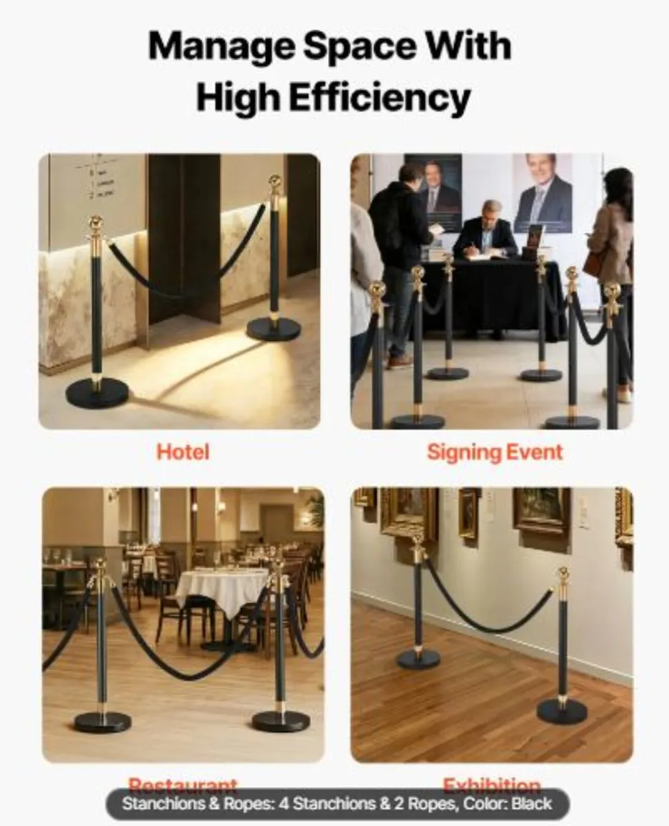 Stanchion Post, 4 Pcs Crowd Control Barrier Set - Image 3