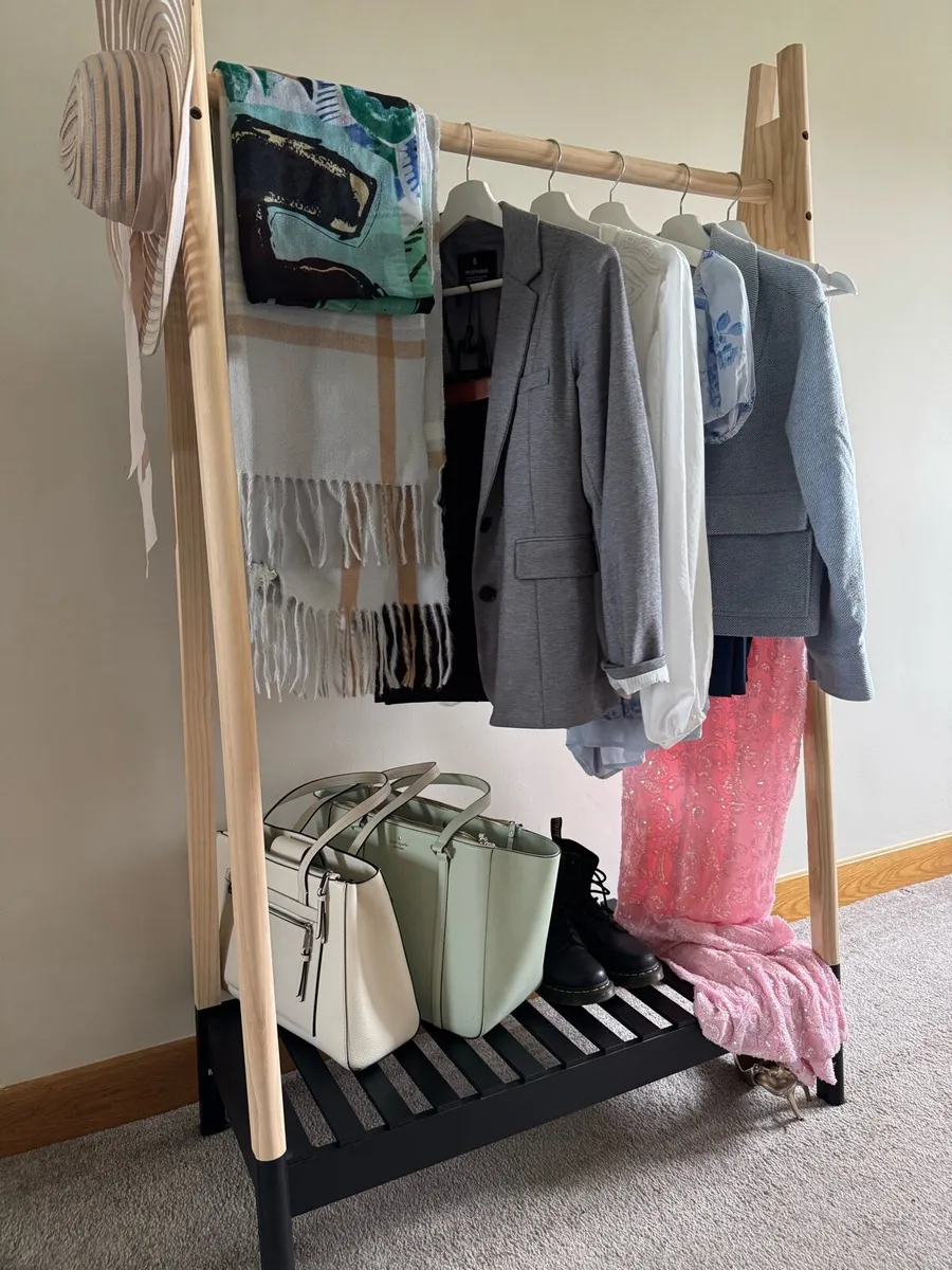 Wooden clothes rail