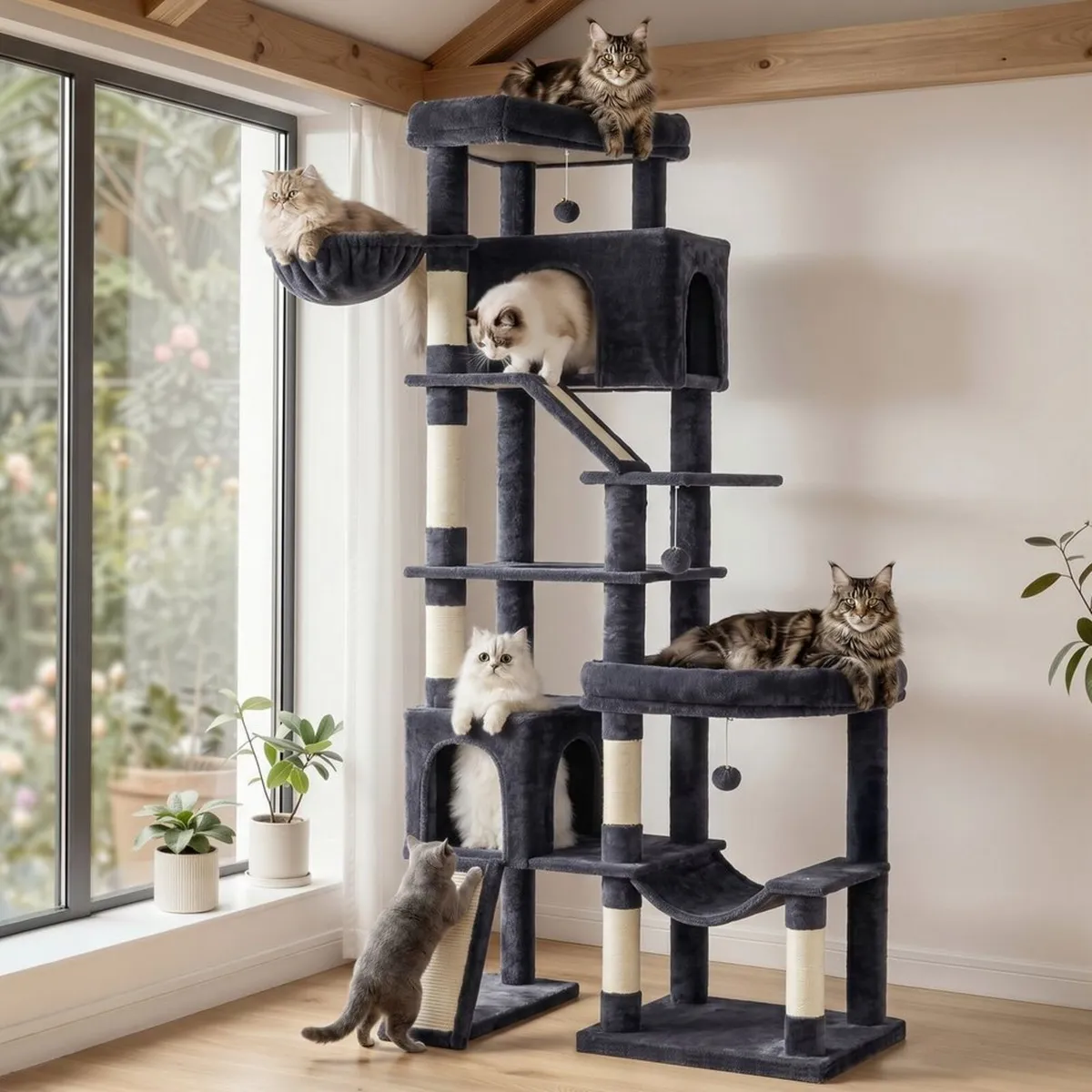 XXL Cat Tree 202cm Large Multi-Level Cat Climbing - Image 2