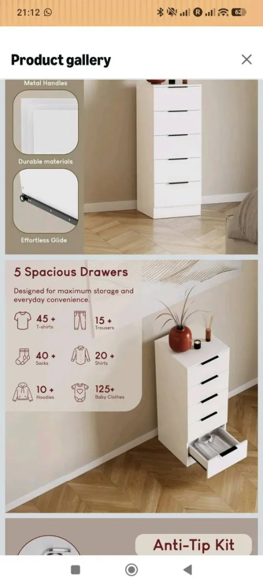 2 narrow chest of drawers - Image 2