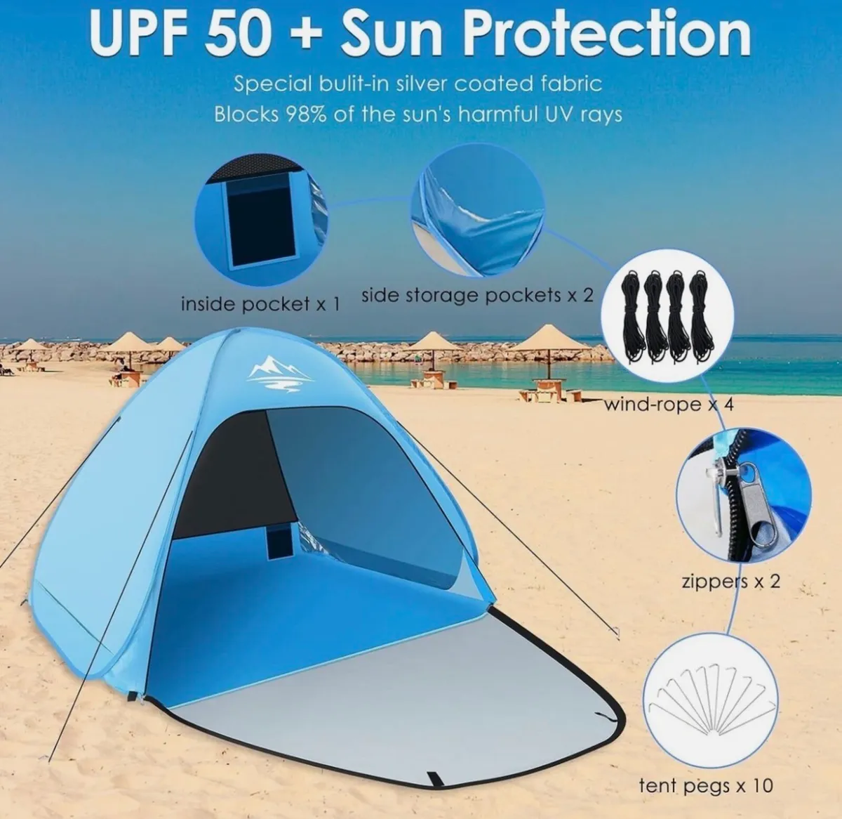 BFULL Pop Up Beach Tent - Blue