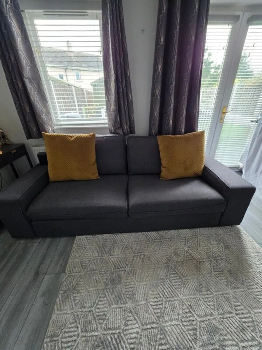 IKEA KIVIK 3-Seater Sofa + 2 Full Sets of Covers, Black & Grey - Image 2