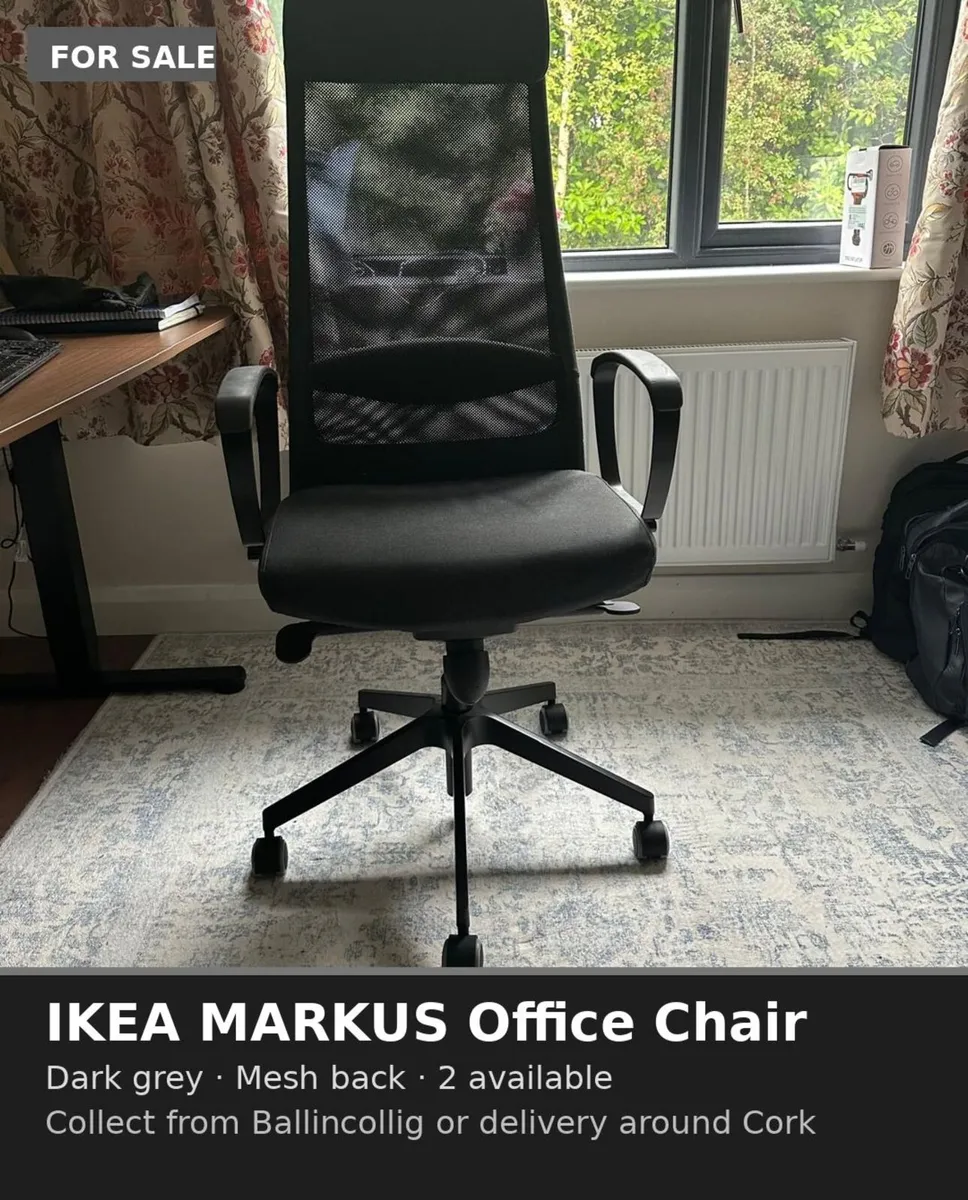 IKEA MARKUS Office Chair – Dark Grey (Vissle) - Image 1
