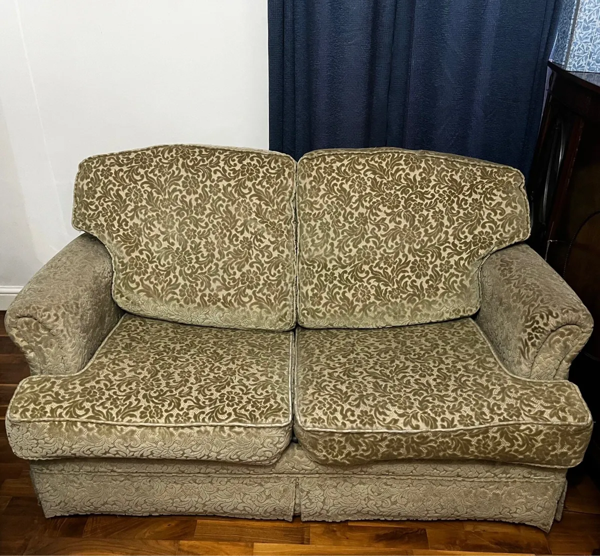 Textured velvet Floral two seater sofa/bed - Image 1
