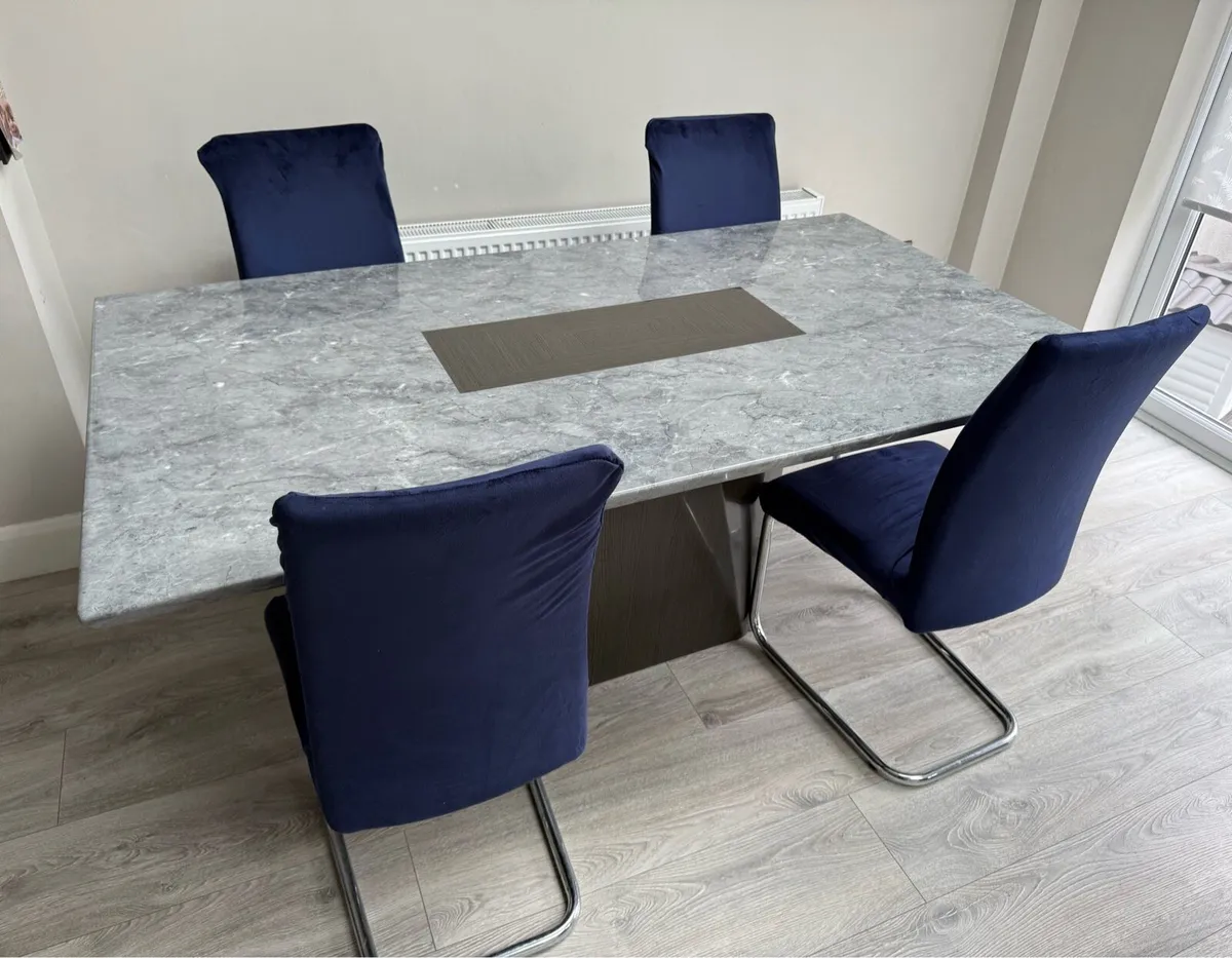 Marble Dining Table & Chairs - Image 1